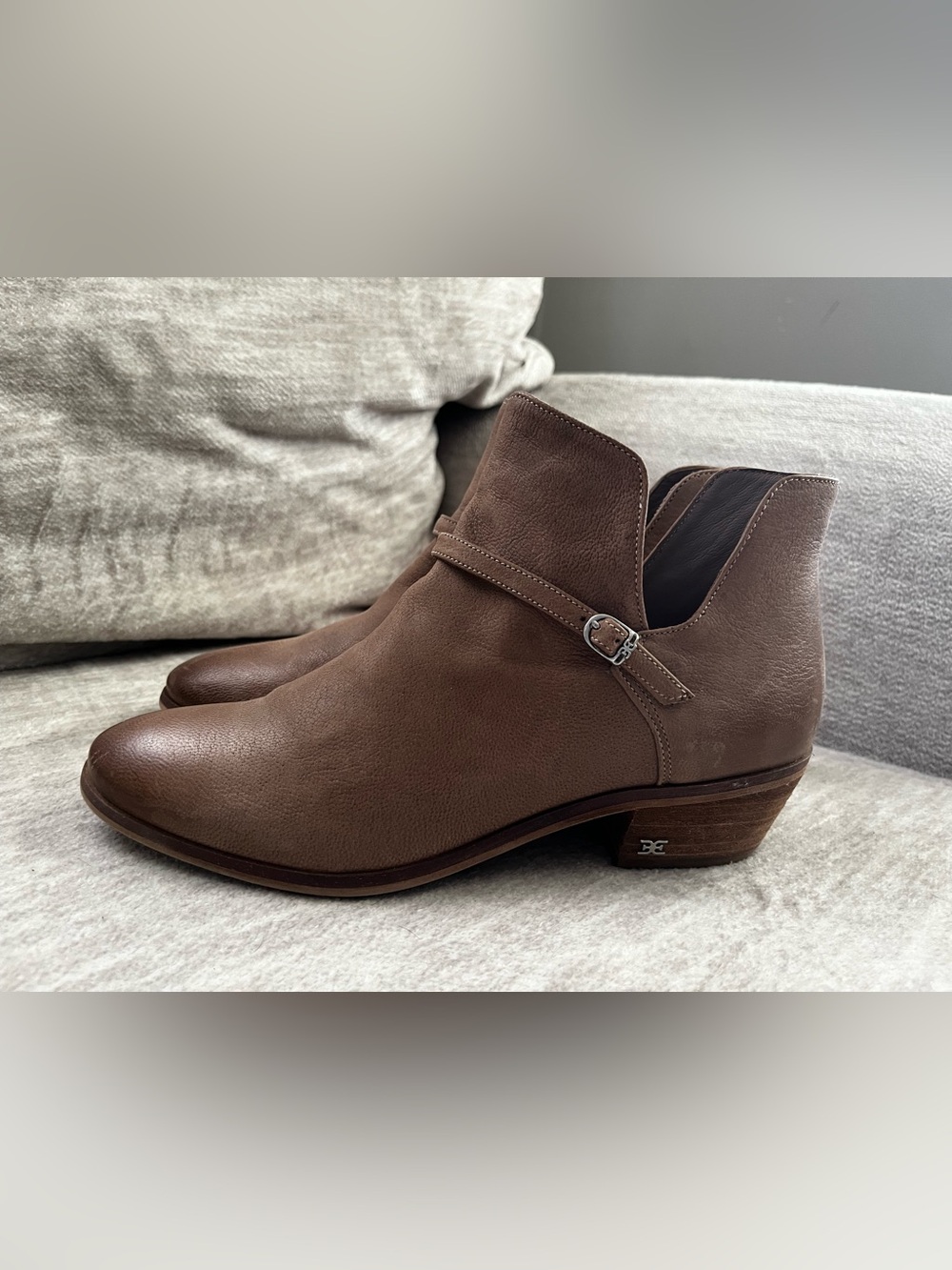 Sam Edelman Taupe Palmer Putter Leather Pull On Booties Size 8.5